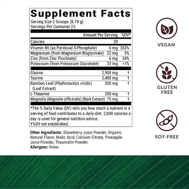 BIOptimizers Sleep Breakthrough Tropical Dreams Supplement Facts