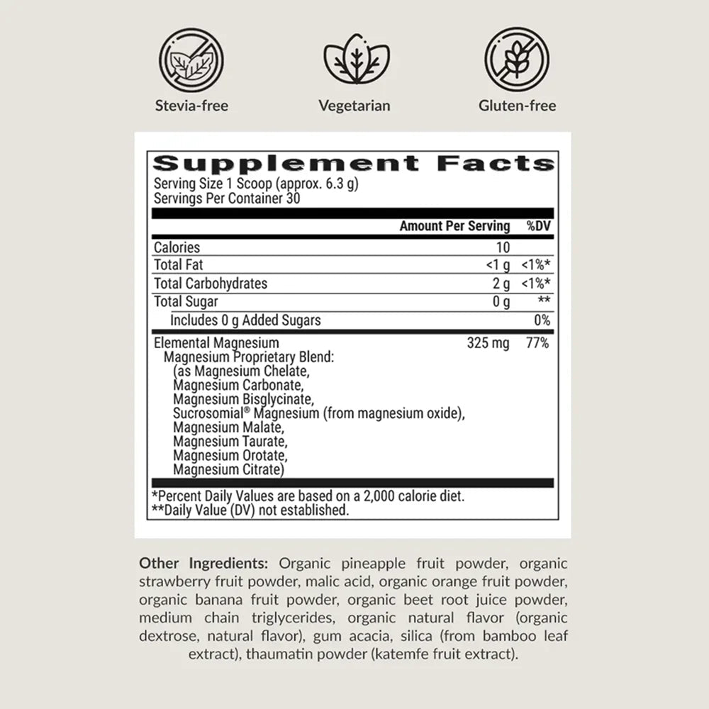 BIOptimizers Magnesium Breakthrough powder Fruit Punch Supplement Facts