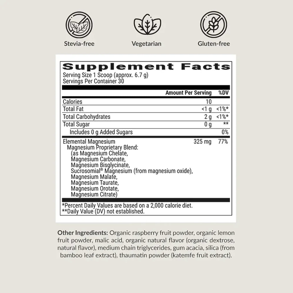 BIOptimizers Magnesium Breakthrough powder Raspberry-Lemonade Supplement Facts